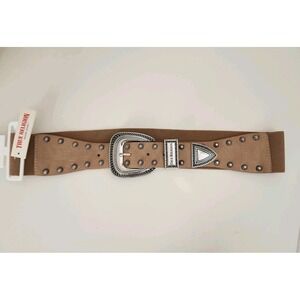 True Religion‎ Women's Stretch Studded Corset Belt Adjustable Beige Size S/M